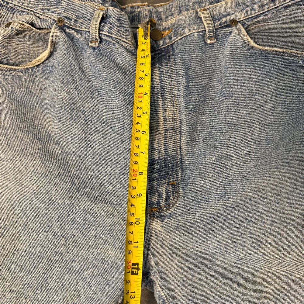 Vintage Wrangler Mens 42x30 Light Wash Straight Leg Denim Jeans USA Made *STAINS
